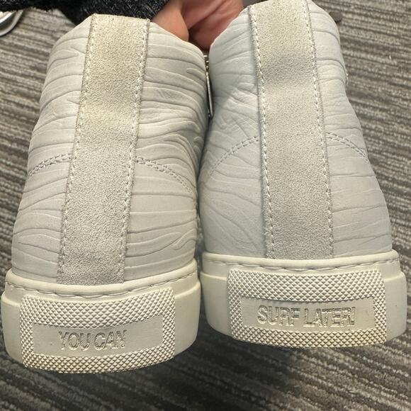 P448‎ Star White Zebra Embossed High Top Leather Sneakers Metallic Preppy Sz 8.5 - Picture 4 of 8